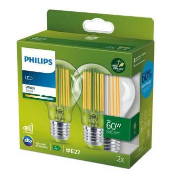 Philips set van 2 E27 LED 4 watt 3000 Kelvin 840 lumen