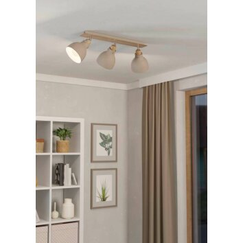 Eglo ARRECIFE Plafondlamp houtlook, Nikkel mat, 3-lichts