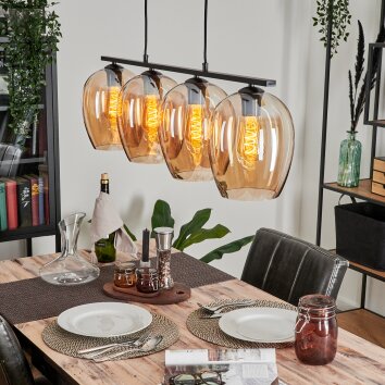 Vevino Hanglamp Glas 20cm Amber, 4-lichts