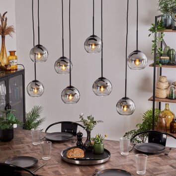 Koyoto Hanger - Glas Chroom, Duidelijk, Rookkleurig, 8-lichts