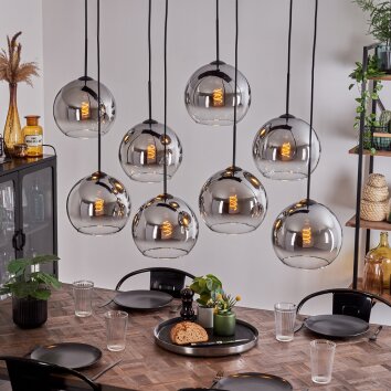 Koyoto Hanger - Glas Chroom, Duidelijk, Rookkleurig, 8-lichts