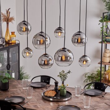 Koyoto Hanger - Glas Chroom, Duidelijk, Rookkleurig, 8-lichts
