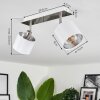 Tibro Plafondlamp Nikkel mat, Wit, 2-lichts