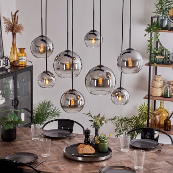 Koyoto Hanger - Glas Chroom, Duidelijk, Rookkleurig, 8-lichts