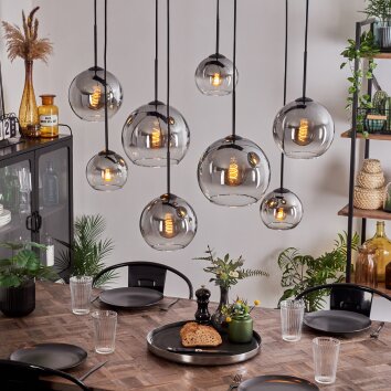 Koyoto Hanger - Glas Duidelijk, Rookkleurig, 8-lichts