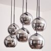 Koyoto Hanger - Glas Chroom, Rookkleurig, 6-lichts