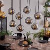 Koyoto Hanger - Glas Chroom, Rookkleurig, 8-lichts