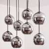 Koyoto Hanger - Glas Chroom, Rookkleurig, 8-lichts