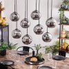 Koyoto Hanger - Glas Chroom, Rookkleurig, 8-lichts