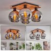 Koyoto Plafondlamp - Glas Natuurlijke kleuren, Zwart, 4-lichts