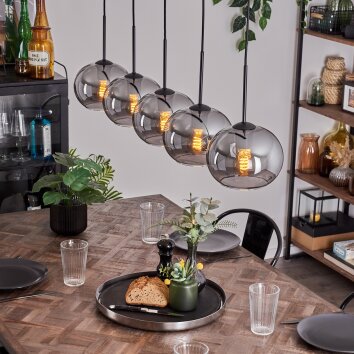 Apedo Hanger - Glas Rookkleurig, 5-lichts