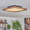 Longvic Plafondpaneel LED Bruin, houtlook, Zwart, 1-licht, Afstandsbediening
