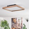 Longvic Plafondpaneel LED Bruin, houtlook, Zwart, 1-licht, Afstandsbediening