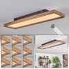 Longvic Plafondpaneel LED Bruin, houtlook, Zwart, 1-licht, Afstandsbediening