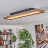 Longvic Plafondpaneel LED Bruin, houtlook, Zwart, 1-licht, Afstandsbediening