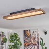 Longvic Plafondpaneel LED Bruin, houtlook, Zwart, 1-licht, Afstandsbediening