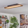 Longvic Plafondpaneel LED Bruin, houtlook, Zwart, 1-licht, Afstandsbediening