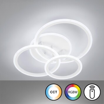 Fischer & Honsel Gelder Plafondlamp LED Wit, 1-licht, Afstandsbediening, Kleurwisselaar