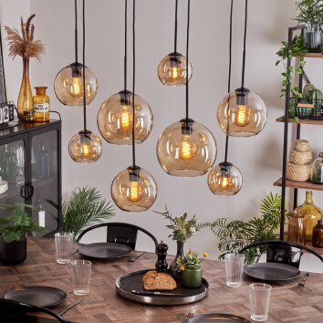Koyoto Hanger - Glas Amber, Duidelijk, 8-lichts