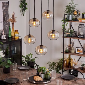 Apedo Hanger - Glas Amber, Duidelijk, 5-lichts