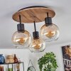 Vouhet Plafondlamp Bruin, houtlook, Zwart, 3-lichts