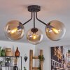 Gastor Plafondlamp - Glas Amber, Duidelijk, Zwart, 3-lichts