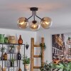 Gastor Plafondlamp - Glas Amber, Duidelijk, Zwart, 3-lichts