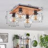 Koyoto Plafondlamp - Glas Natuurlijke kleuren, Zwart, 4-lichts
