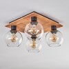Koyoto Plafondlamp - Glas Natuurlijke kleuren, Zwart, 4-lichts
