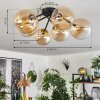 Chehalis Plafondlamp Goud, Zwart, 6-lichts