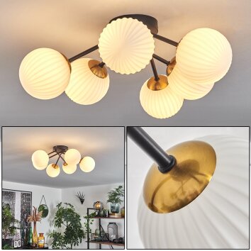 Chehalis Plafondlamp Goud, Zwart, 6-lichts