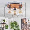 Koyoto Plafondlamp - Glas Natuurlijke kleuren, Zwart, 3-lichts