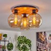 Koyoto Plafondlamp - Glas Natuurlijke kleuren, Zwart, 3-lichts