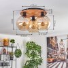 Koyoto Plafondlamp - Glas Natuurlijke kleuren, Zwart, 3-lichts