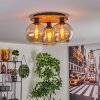Koyoto Plafondlamp - Glas Natuurlijke kleuren, Zwart, 3-lichts