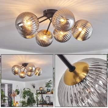 Chehalis Plafondlamp Goud, Zwart, 6-lichts