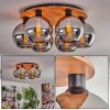 Koyoto Plafondlamp - Glas Natuurlijke kleuren, Zwart, 6-lichts