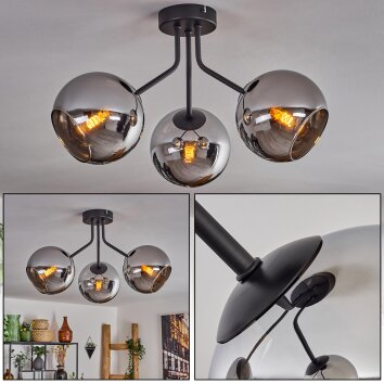 Koyoto Plafondlamp - Glas Chroom, Rookkleurig, 3-lichts