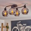 Koyoto Plafondlamp - Glas Chroom, Rookkleurig, 4-lichts