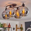 Koyoto Plafondlamp - Glas Chroom, Rookkleurig, 4-lichts