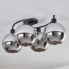 Koyoto Plafondlamp - Glas Chroom, Rookkleurig, 4-lichts
