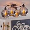Koyoto Plafondlamp - Glas Chroom, Rookkleurig, 4-lichts