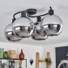 Koyoto Plafondlamp - Glas Chroom, Rookkleurig, 4-lichts