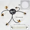 Chehalis Plafondlamp - Glas Goud, Zwart, 6-lichts