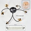 Chehalis Plafondlamp - Glas Goud, Zwart, 6-lichts