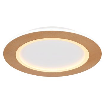 Globo CLAY Plafondlamp LED houtlook, Wit, 1-licht