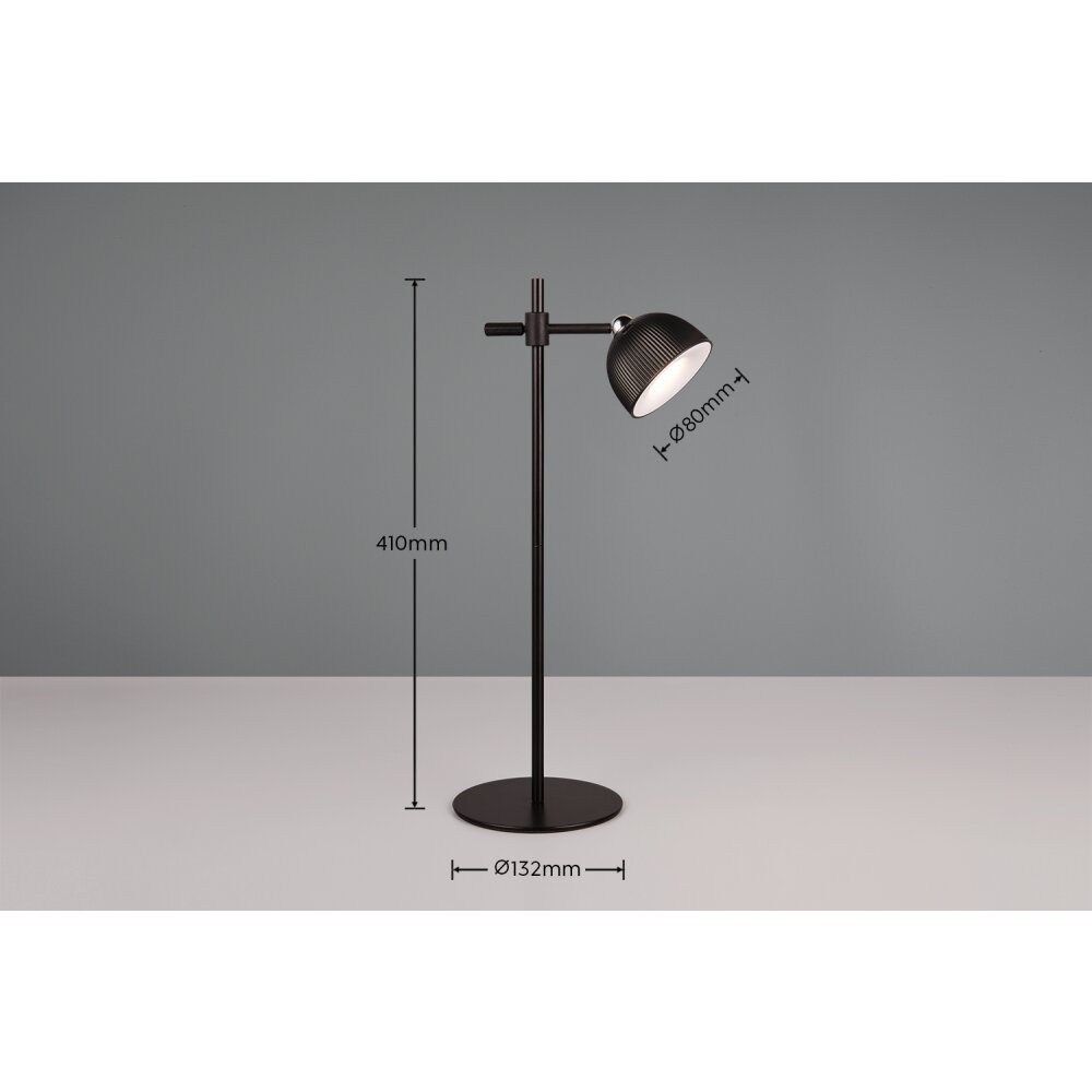 Reality Leuchten LED accu tafellamp Maxima R57791102, metaal zwart mat, incl. 3 Watt LED, 4-voudige touch, incl. voet & wandbevestiging & kleminrichting