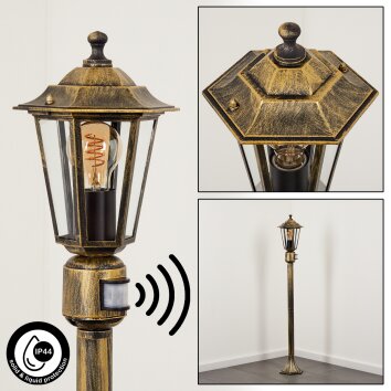 Loria Padverlichting Bruin, Goud, Zwart, 1-licht, Bewegingsmelder