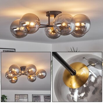Chehalis Plafondlamp - Glas 15 cm Goud, Zwart, 6-lichts