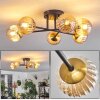 Chehalis Plafondlamp - Glas 15 cm Goud, Zwart, 6-lichts